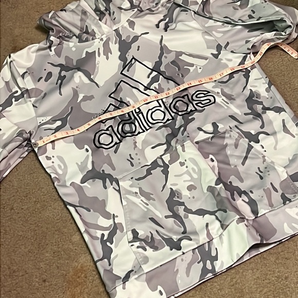 Adidas Gray and White Camo Tie Dye Graphic Logo Hooded Sweatshirt - Picture 5 of 6